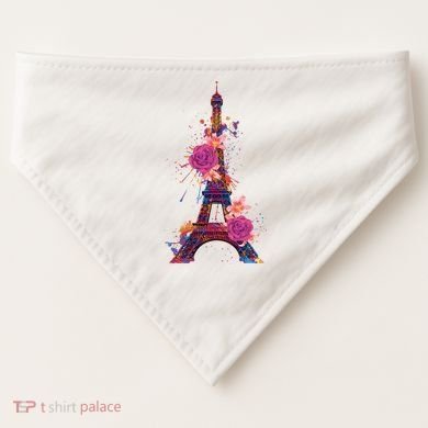 Floral Eiffel Tower Paris USA-Made Doggie Bandana
