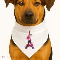 Floral Eiffel Tower Paris USA-Made Doggie Bandana thumb 1