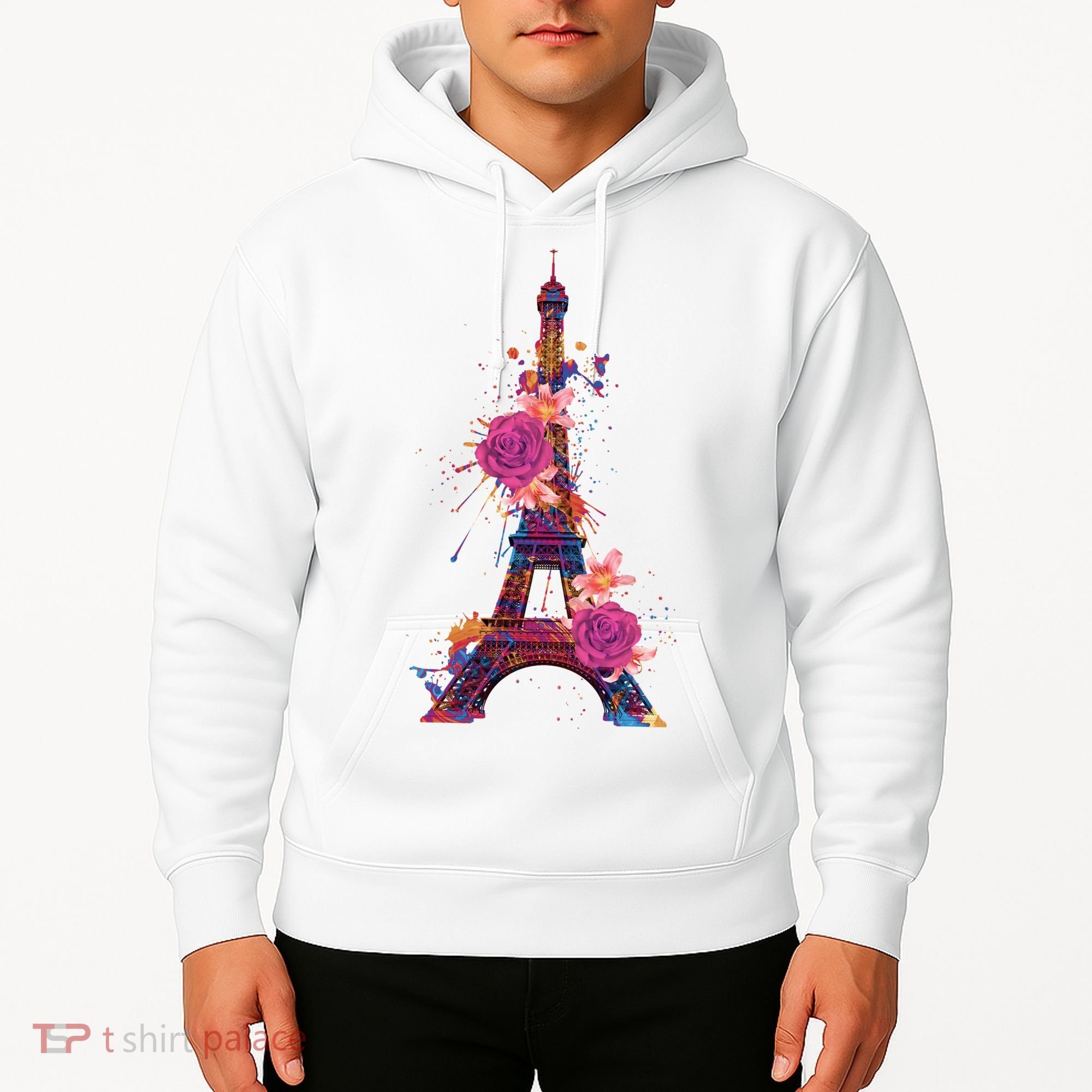 Floral Eiffel Tower Paris Hoodie