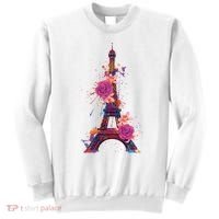 Floral Eiffel Tower Paris Sweatshirt thumb 0