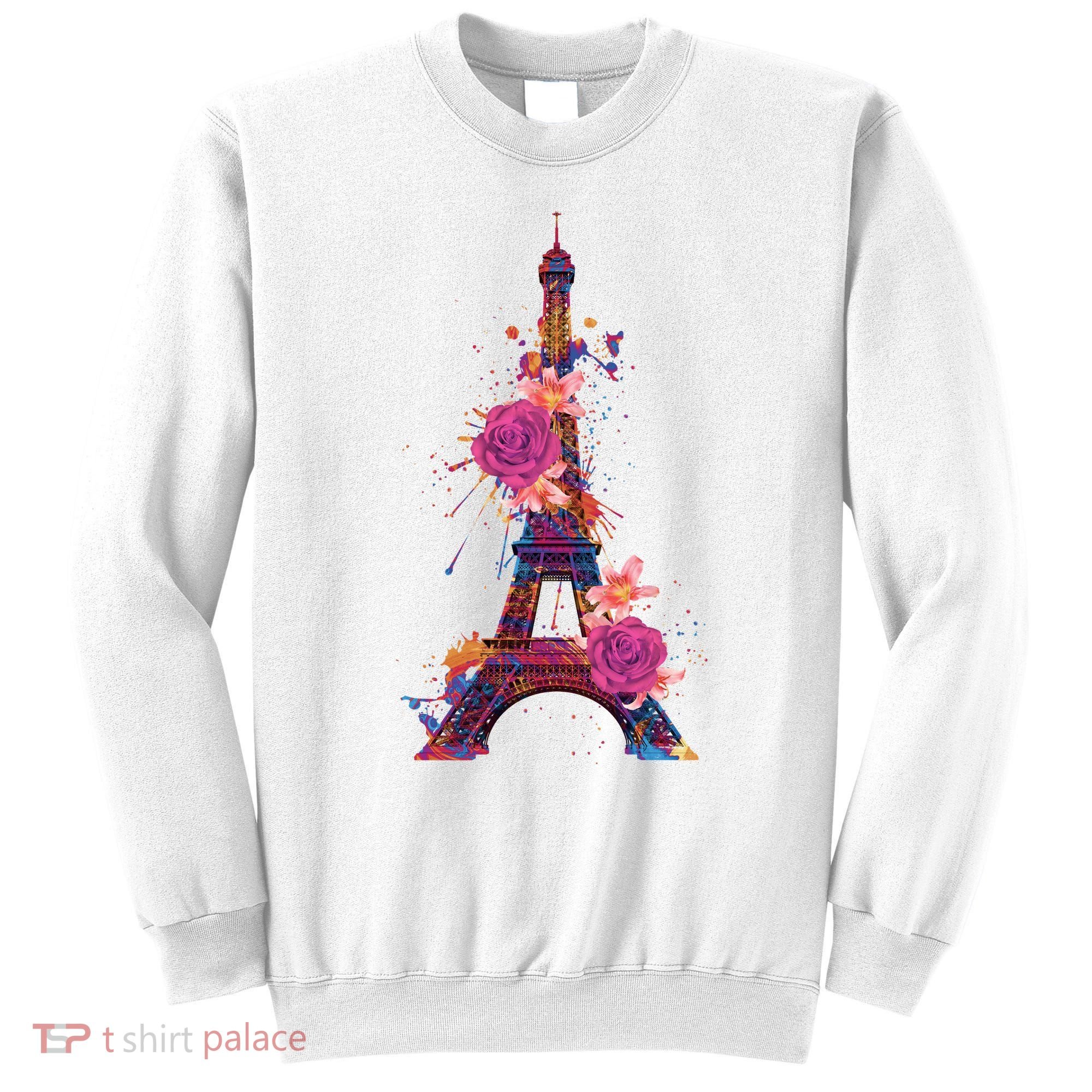 Floral Eiffel Tower Paris Sweatshirt