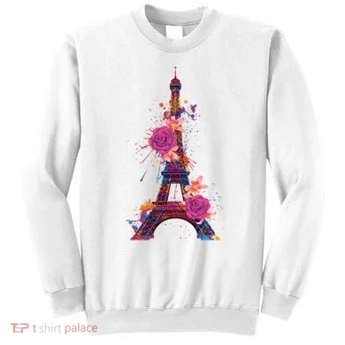 Floral Eiffel Tower Paris Sweatshirt