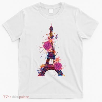 Floral Eiffel Tower Paris T-Shirt