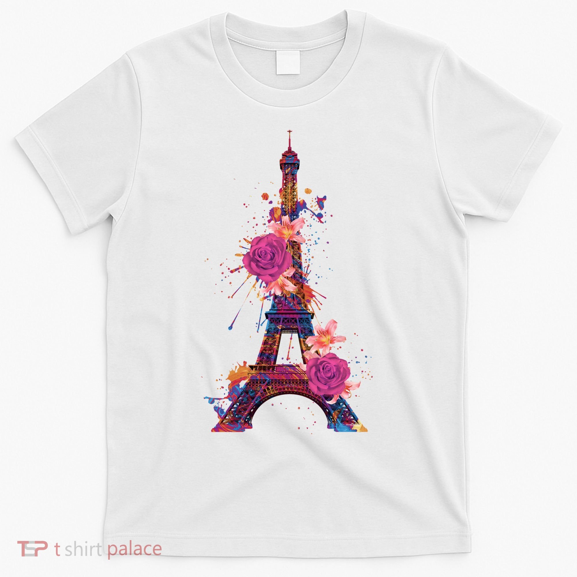 Floral Eiffel Tower Paris T-Shirt