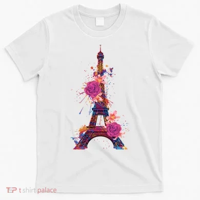 Floral Eiffel Tower Paris T-Shirt