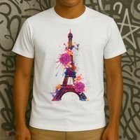 Floral Eiffel Tower Paris T-Shirt thumb 3