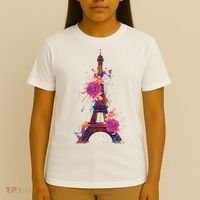 Floral Eiffel Tower Paris T-Shirt thumb 4
