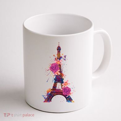 Floral Eiffel Tower Paris Coffee Mug back