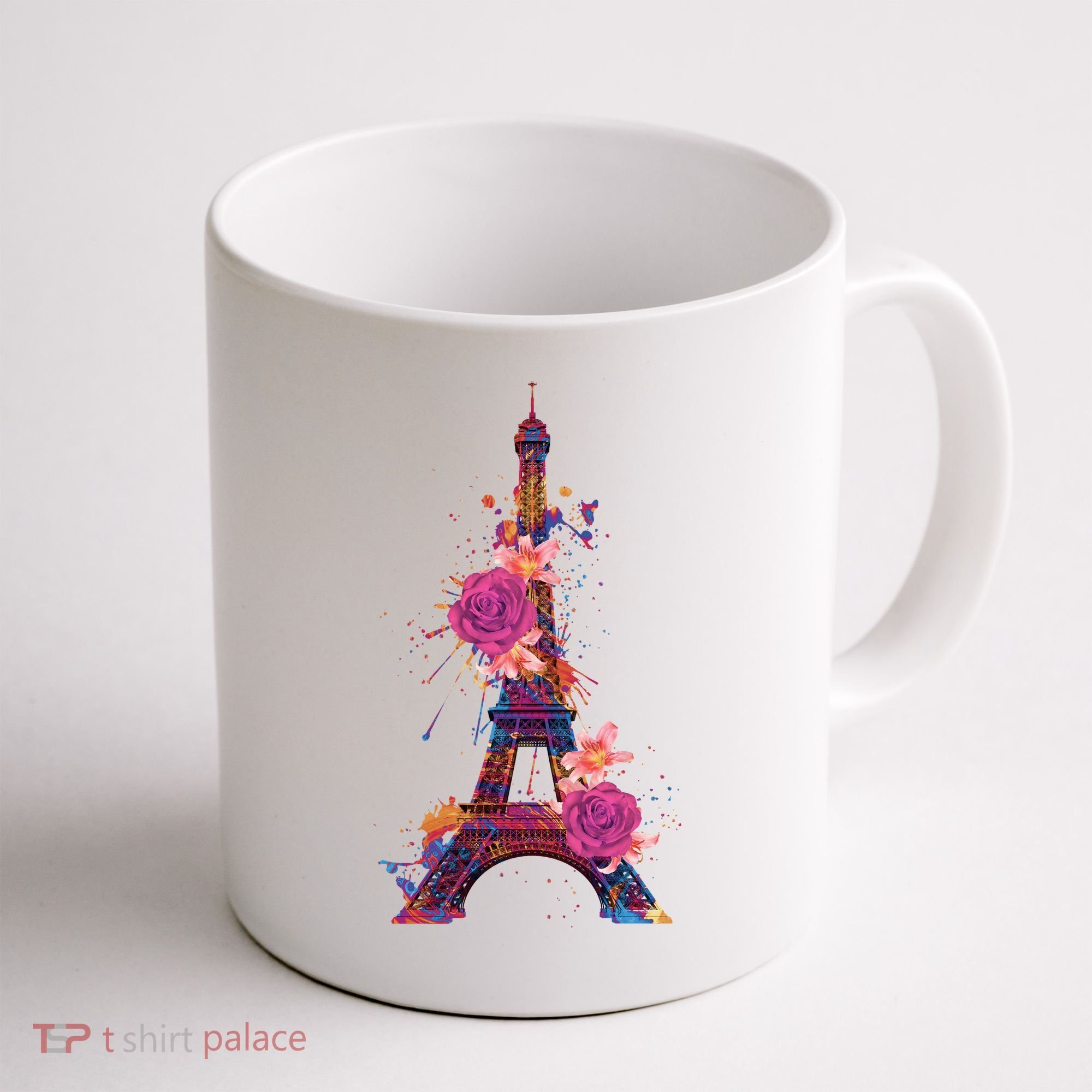 Floral Eiffel Tower Paris Coffee Mug