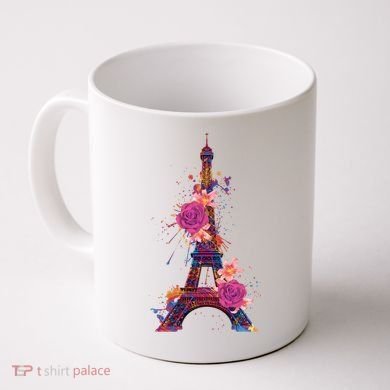 Floral Eiffel Tower Paris Coffee Mug
