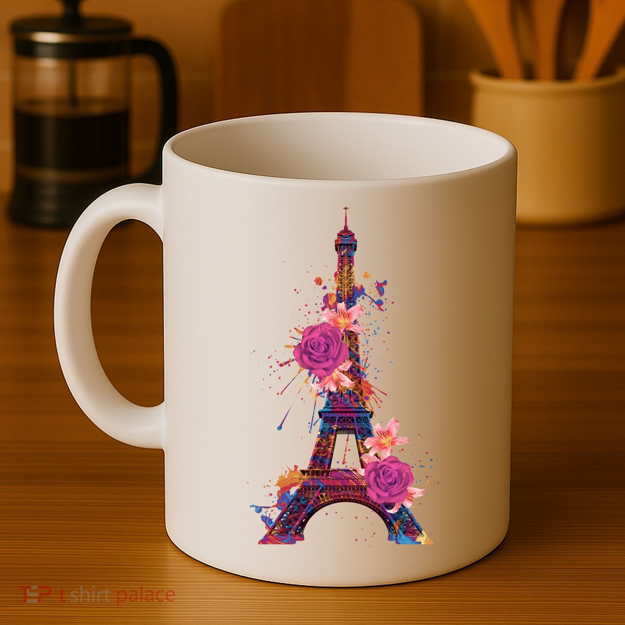 Floral Eiffel Tower Paris Coffee Mug