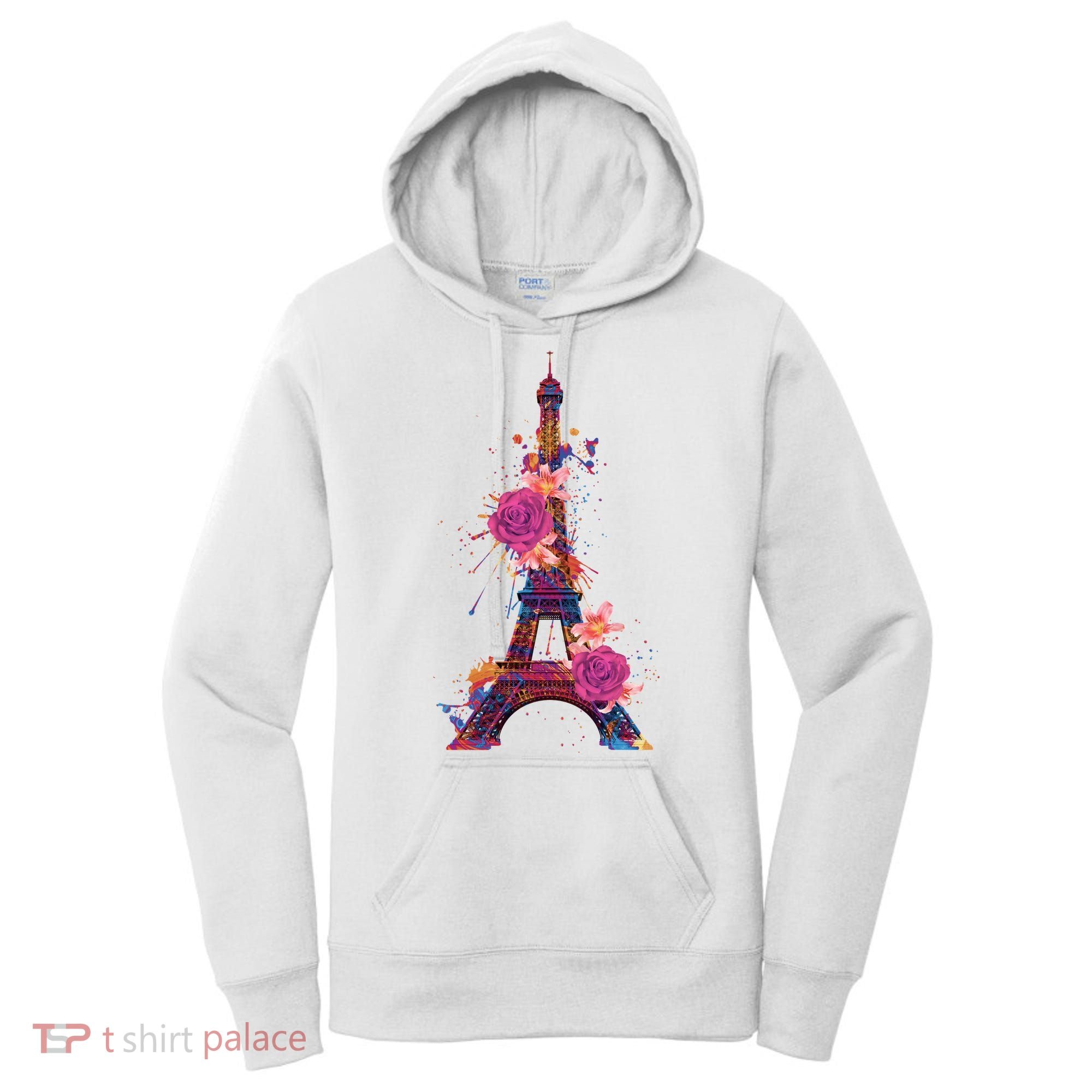 Floral Eiffel Tower Paris Women's Hoodie