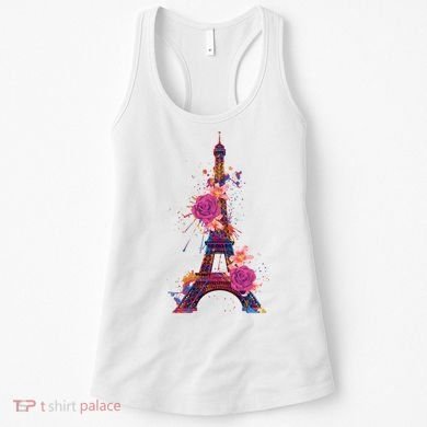 Floral Eiffel Tower Paris Women's Tank Top