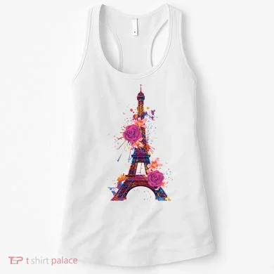 Floral Eiffel Tower Paris Women's Tank Top