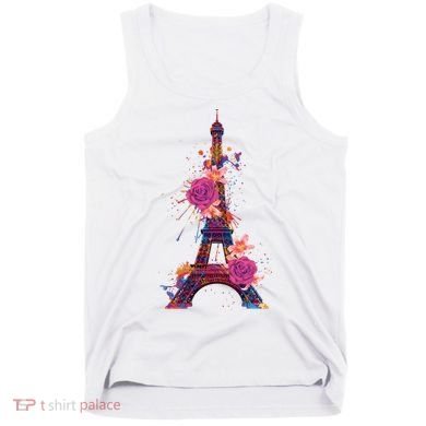 Floral Eiffel Tower Paris Tank Top