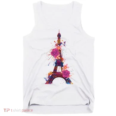Floral Eiffel Tower Paris Tank Top