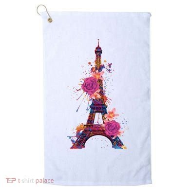 Floral Eiffel Tower Paris Golf Towel
