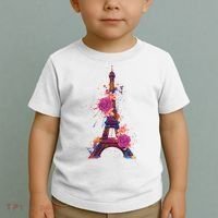 Floral Eiffel Tower Paris Toddler T-Shirt thumb 2
