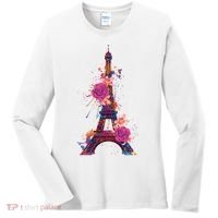 Floral Eiffel Tower Paris Women's Long Sleeve Shirt thumb 0