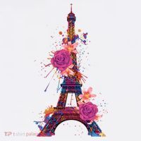 Floral Eiffel Tower Paris Women's Long Sleeve Shirt thumb 2