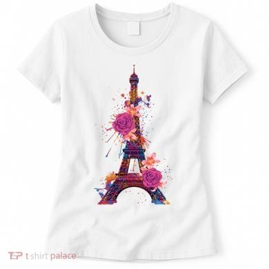 Floral Eiffel Tower Paris Women's T-Shirt