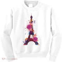 Floral Eiffel Tower Paris Kids Sweatshirt thumb 0