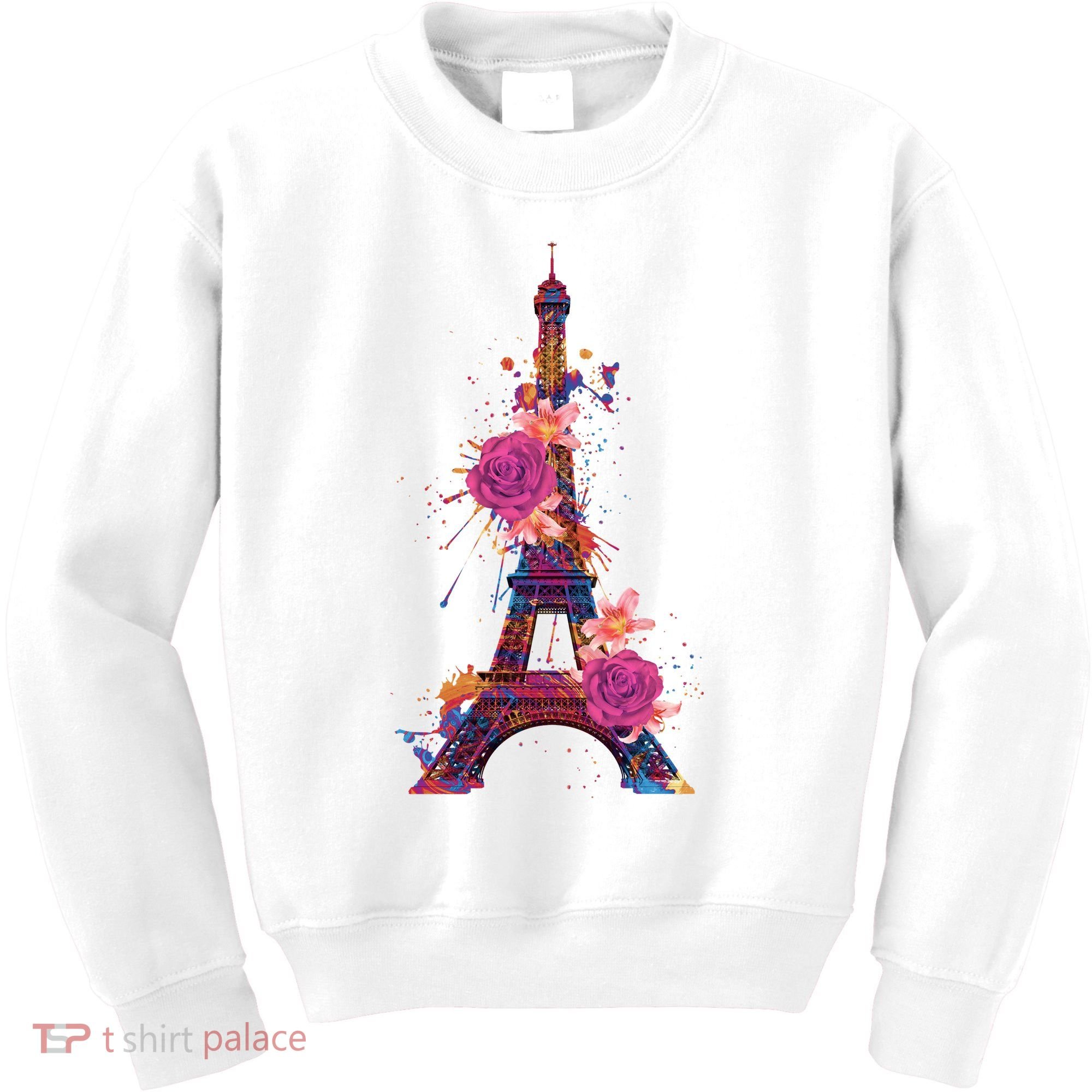 Floral Eiffel Tower Paris Kids Sweatshirt