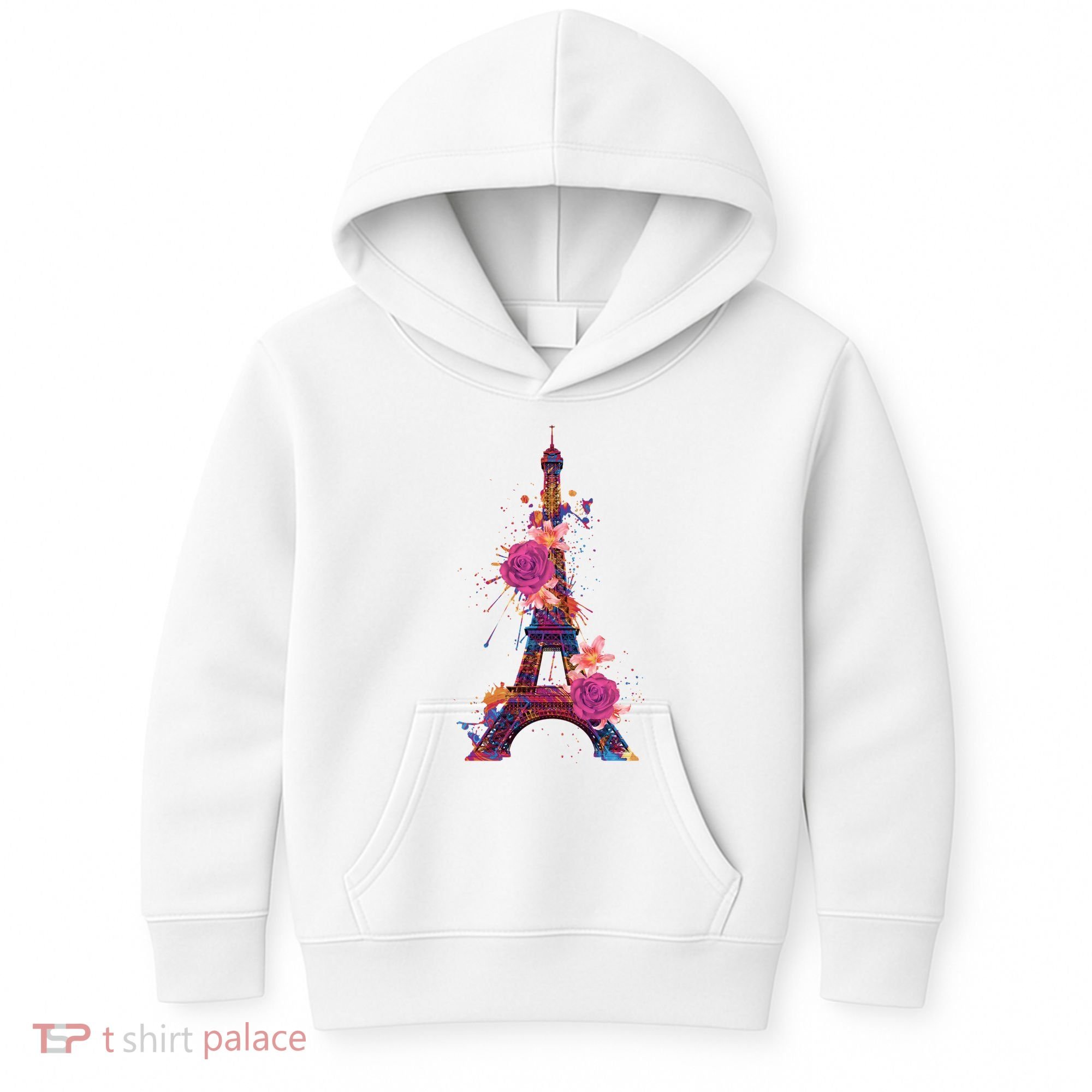 Floral Eiffel Tower Paris Kids Hoodie
