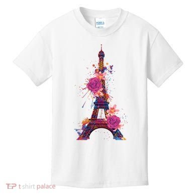 Floral Eiffel Tower Paris Kids T-Shirt