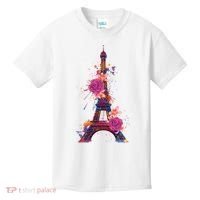 Floral Eiffel Tower Paris Kids T-Shirt thumb 0