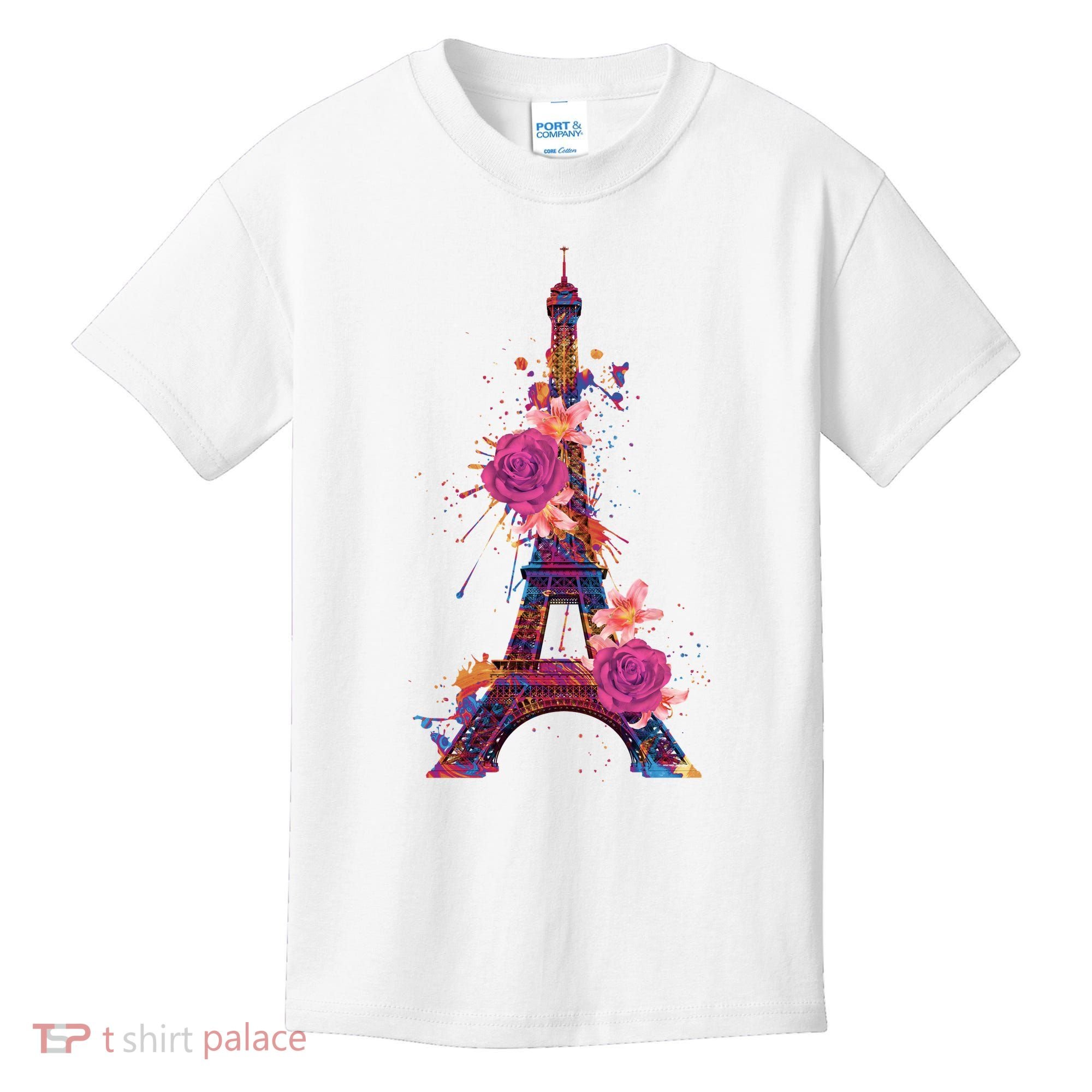 Floral Eiffel Tower Paris Kids T-Shirt