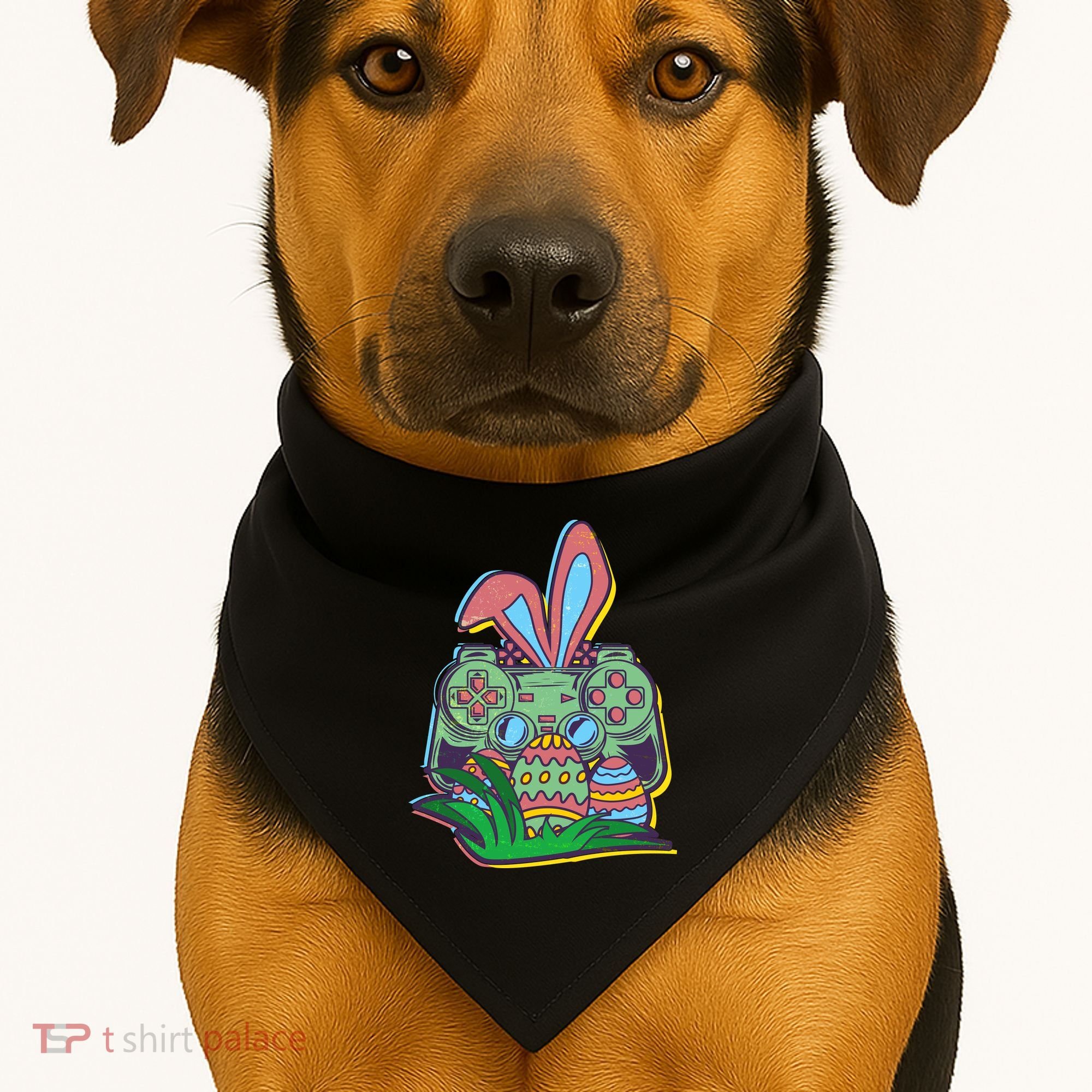 Funny Easter Time Gamer Bunny Ears Controller Easter Eggs USA-Made Doggie Bandana