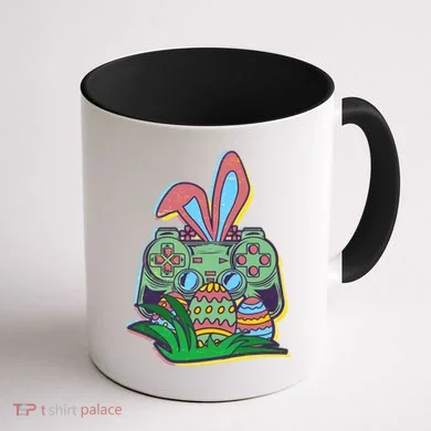 Funny Easter Time Gamer Bunny Ears Controller Easter Eggs Coffee Mug back
