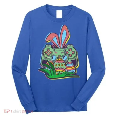 Funny Easter Time Gamer Bunny Ears Controller Easter Eggs Long Sleeve Shirt