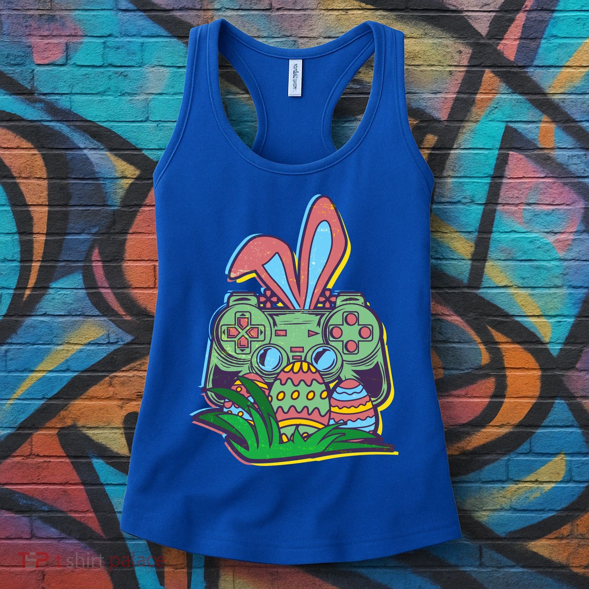 Funny Easter Time Gamer Bunny Ears Controller Easter Eggs Women's Tank Top