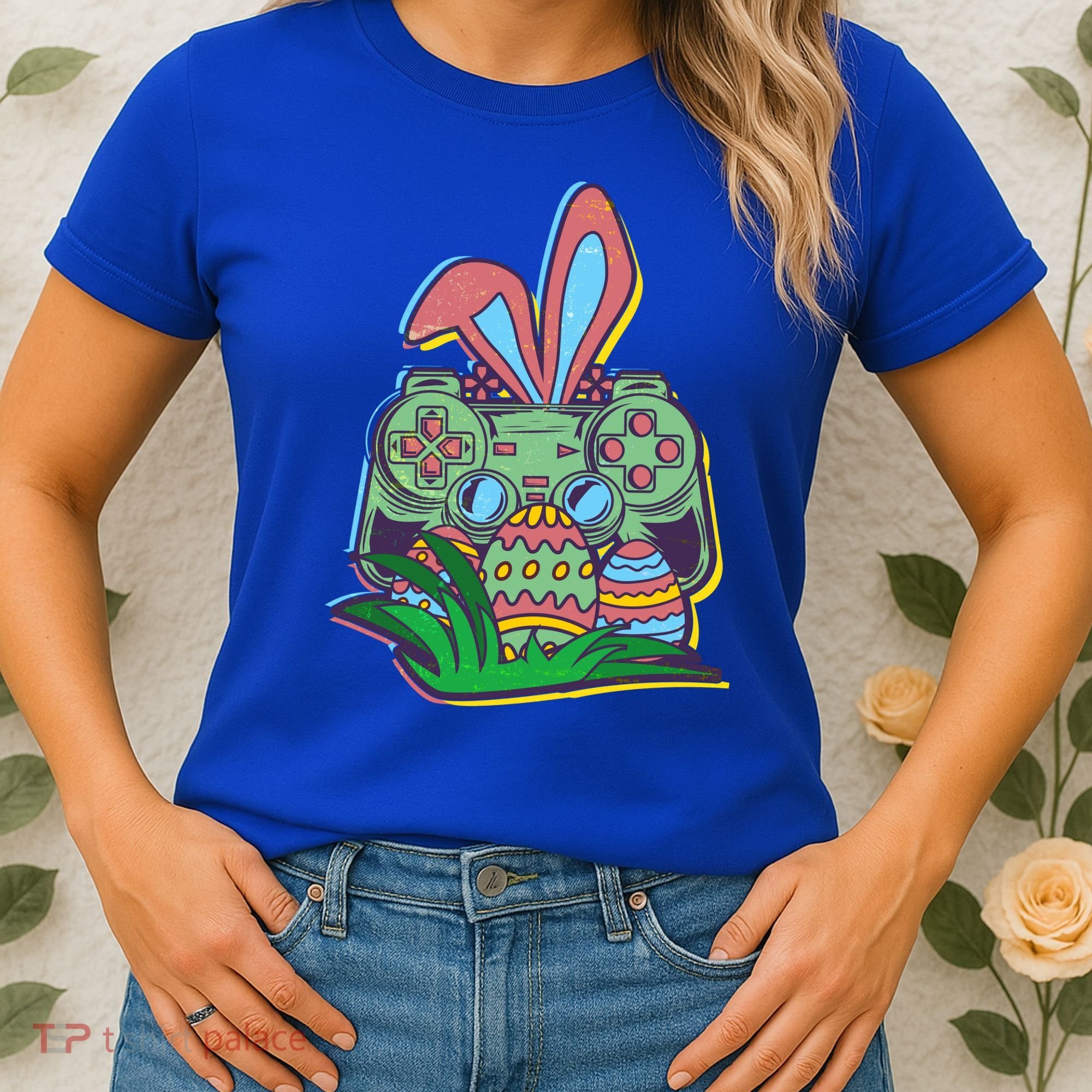 Funny Easter Time Gamer Bunny Ears Controller Easter Eggs Women's T-Shirt