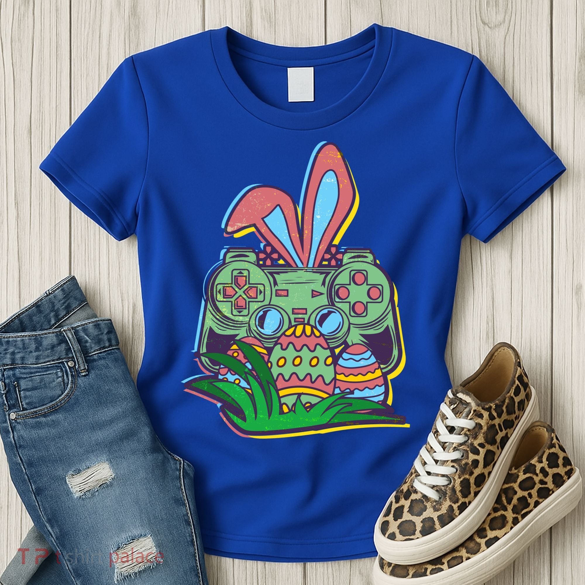 Funny Easter Time Gamer Bunny Ears Controller Easter Eggs Women's T-Shirt