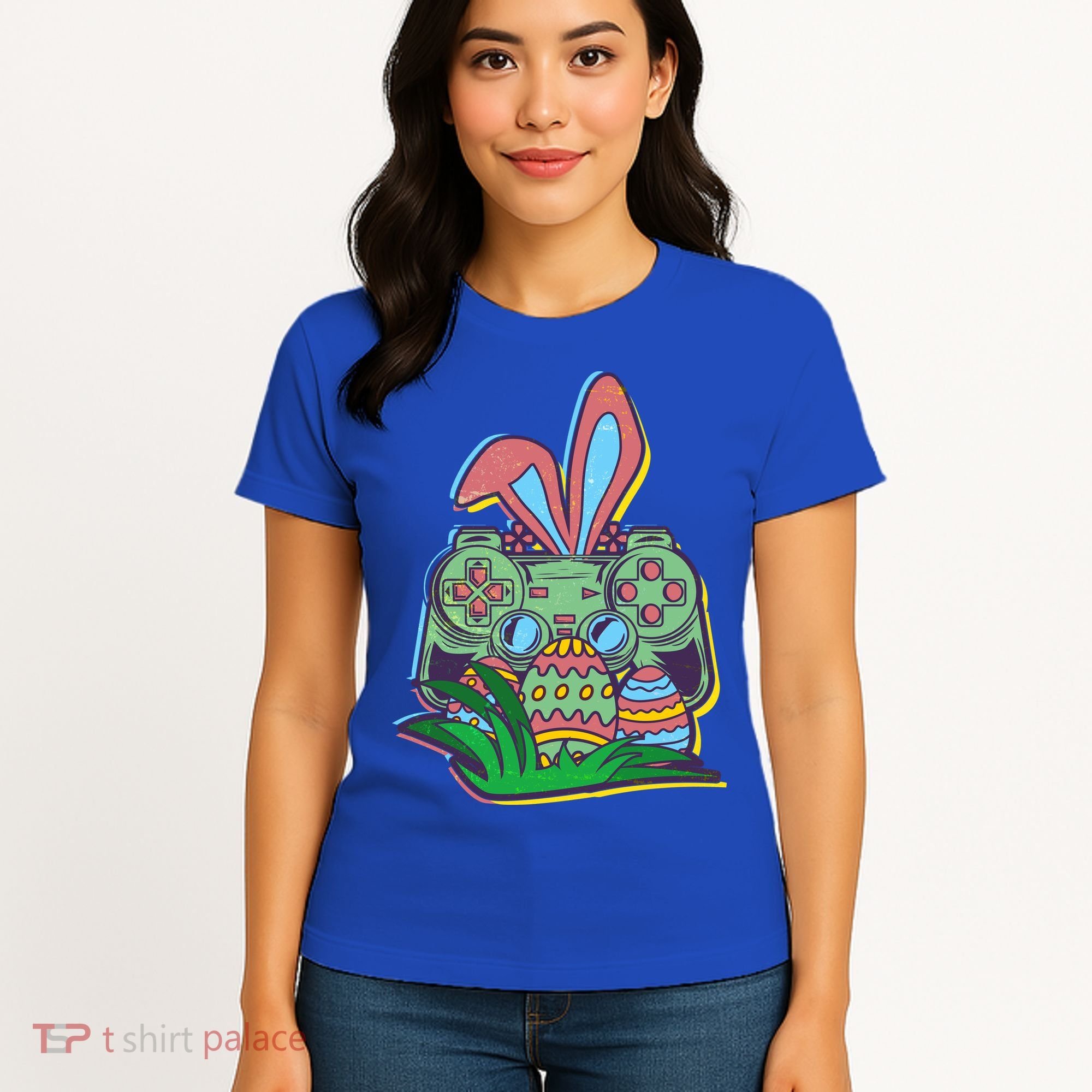 Funny Easter Time Gamer Bunny Ears Controller Easter Eggs Women's T-Shirt