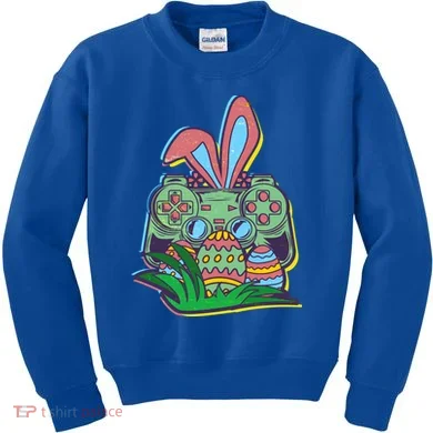 Funny Easter Time Gamer Bunny Ears Controller Easter Eggs Kids Sweatshirt