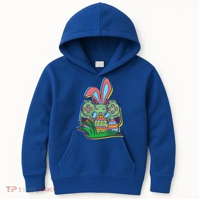 Funny Easter Time Gamer Bunny Ears Controller Easter Eggs Kids Hoodie