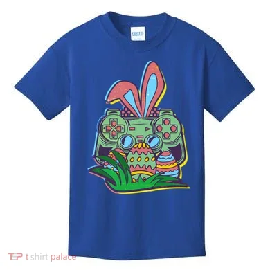 Funny Easter Time Gamer Bunny Ears Controller Easter Eggs Kids T-Shirt