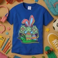 Funny Easter Time Gamer Bunny Ears Controller Easter Eggs Kids T-Shirt thumb 3