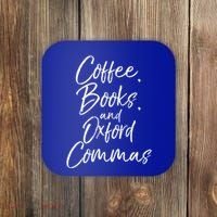 Funny English Teacher Gift Coffee Books And Oxford Commas Gift Coaster thumb 0