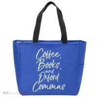 Funny English Teacher Gift Coffee Books And Oxford Commas Gift Tote Bag thumb 0