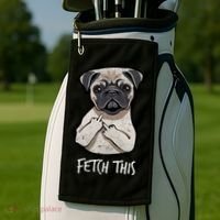 Fetch This Middle Finger Pug Golf Towel thumb 2