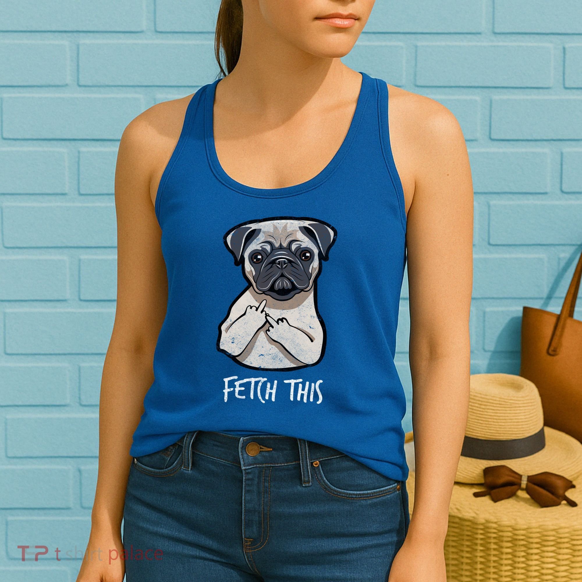 Fetch This Middle Finger Pug Women's Tank Top