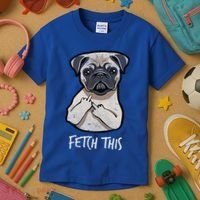 Fetch This Middle Finger Pug Kids T-Shirt thumb 3