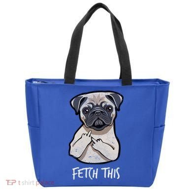Fetch This Middle Finger Pug Tote Bag