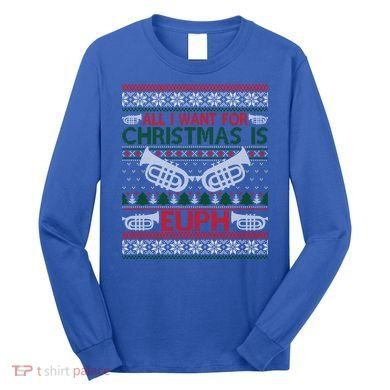 Funny Euph Ugly Christmas Sweater Gift Euphonium Long Sleeve Shirt