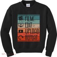 Film Edit Upload Repeat Cinematographer Cinematography Kids Sweatshirt thumb 0